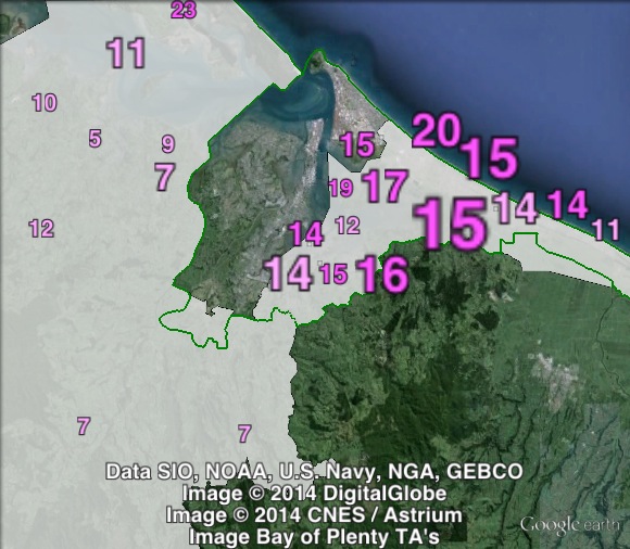 Labour party votes in Bay of Plenty at the 2011 general election.