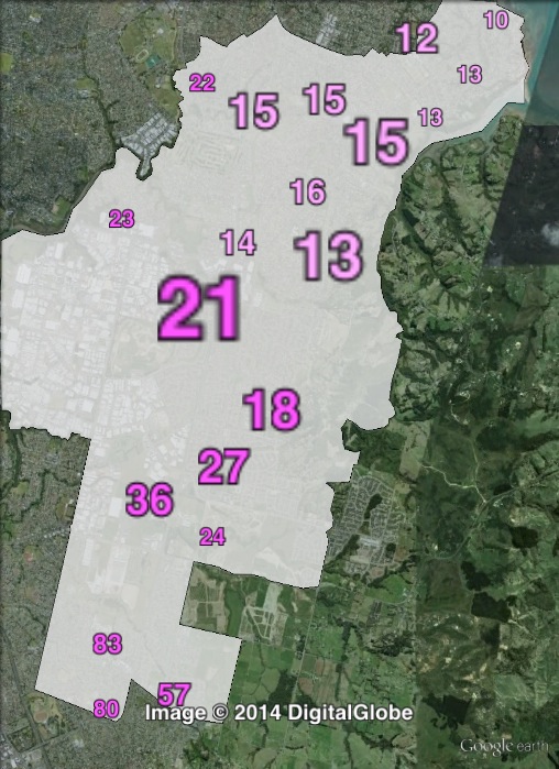 Labour party votes in Botany at the 2011 general election.