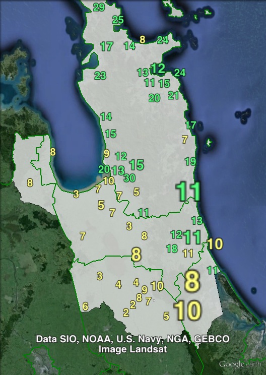 Green party votes in Coromandel at the 2011 general election.