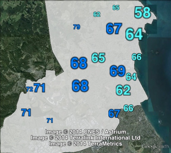 National party votes in East Coast Bays at the 2011 general election.