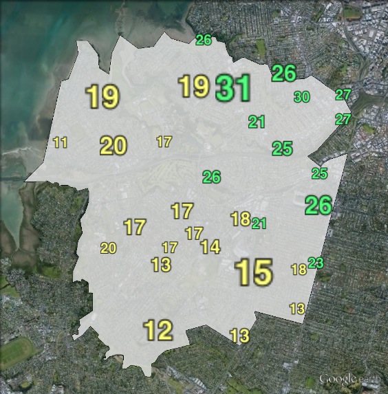 Green party votes in Mt Albert at the 2011 general election.