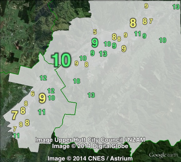 Green party votes in Rimutaka at the 2011 general election.