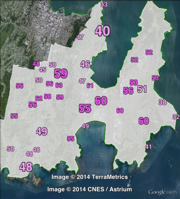 Labour electorate votes in Rongotai at the 2011 general election.