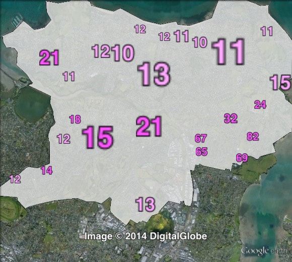 Labour electorate votes in Tāmaki at the 2011 general election.
