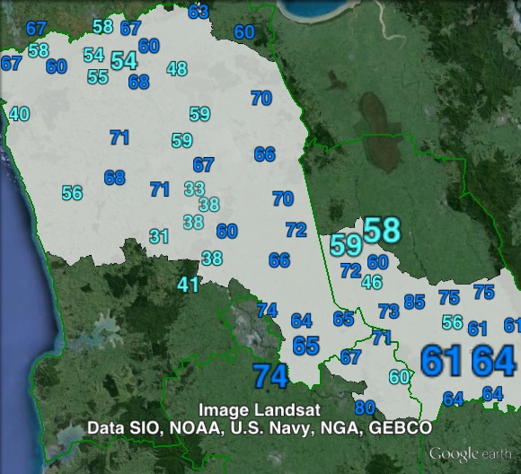 National party votes in Waikato at the 2011 general election.