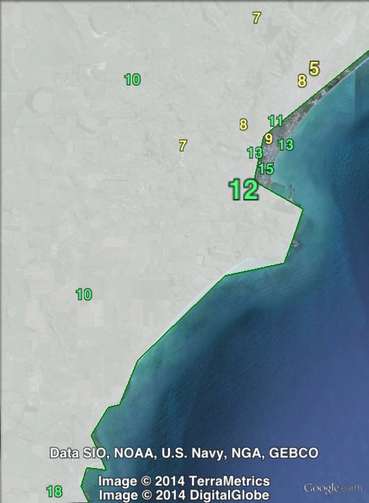 Green party votes in Oamaru at the 2011 general election.