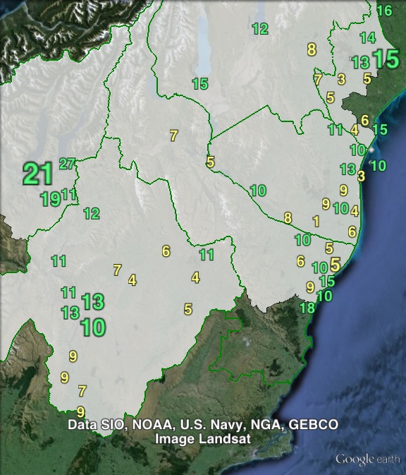 Green party votes in Waitaki at the 2011 general election.