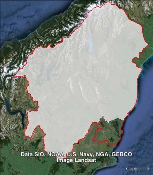 Map of Waitaki's 2011 and 2014 boundaries. 2011 boundaries marked as red lines, 2014 boundaries marked as white area. Click to enlarge.