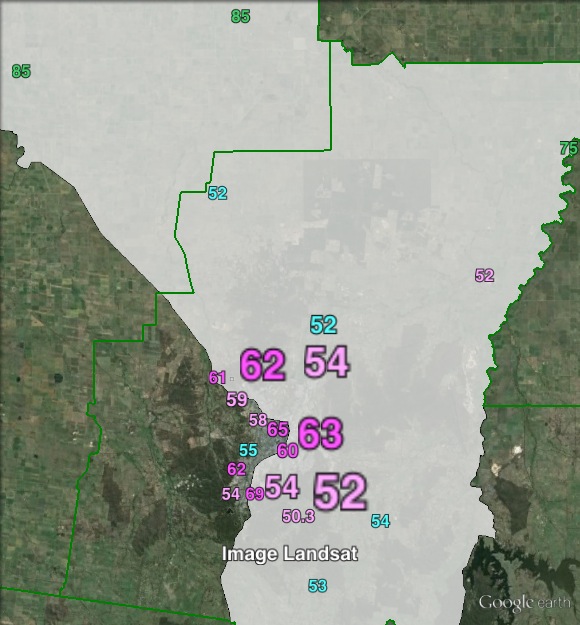 Two-party-preferred votes in Bendigo East at the 2010 Victorian state election.