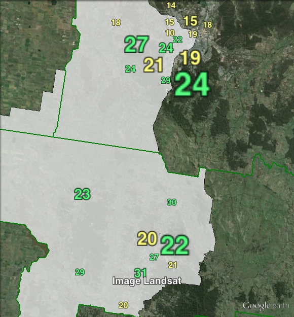 Nationals primary votes in Bendigo West at the 2010 Victorian state election.