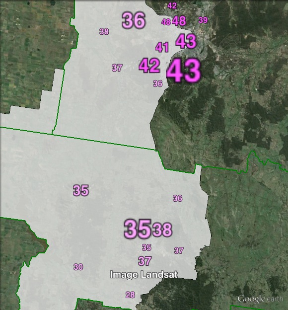 Labor primary votes in Bendigo West at the 2010 Victorian state election.