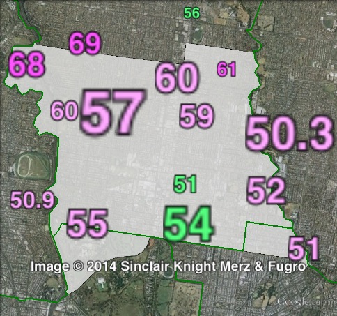 Two-candidate-preferred votes in Brunswick at the 2010 Victorian state election.