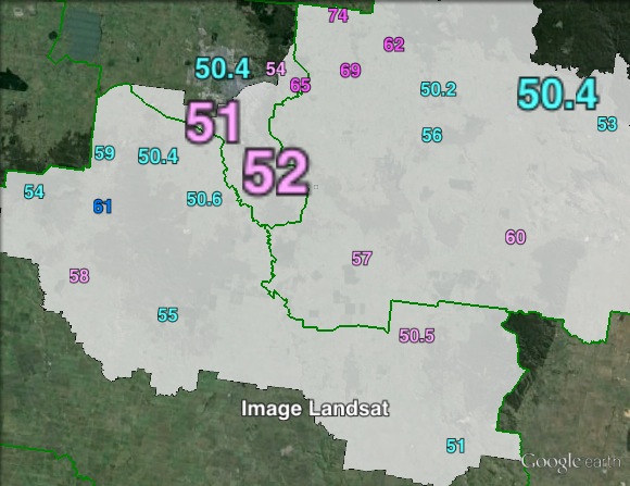 Two-party-preferred votes in Buninyong at the 2010 Victorian state election.