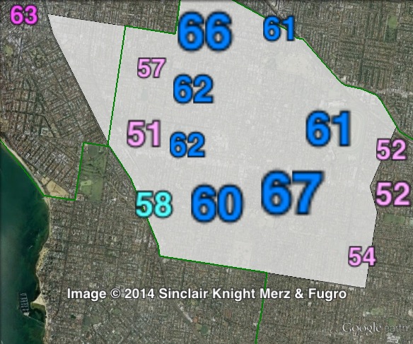 Two-party-preferred votes in Caulfield at the 2010 Victorian state election.