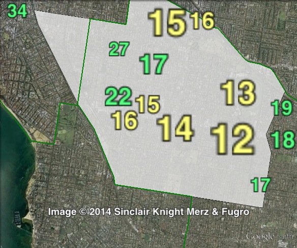 Greens primary votes in Caulfield at the 2010 Victorian state election.