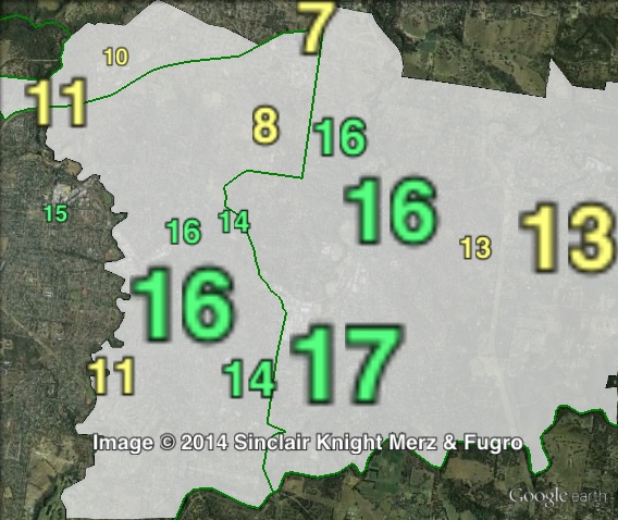 Greens primary votes in Eltham at the 2010 Victorian state election.