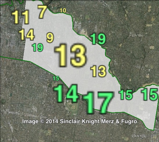 Greens primary votes in Malvern at the 2010 Victorian state election.