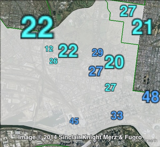 Liberal primary votes in Melbourne at the 2010 Victorian state election.