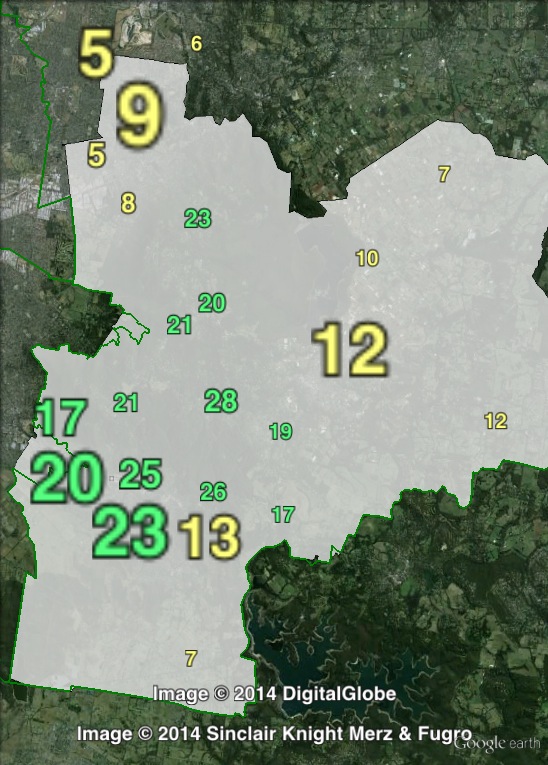 Greens primary votes in Monbulk at the 2010 Victorian state election.