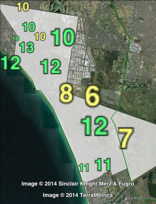 Greens primary votes in Mordialloc at the 2010 Victorian state election.