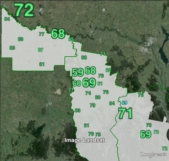 Two-party-preferred votes in Ovens Valley at the 2010 Victorian state election.