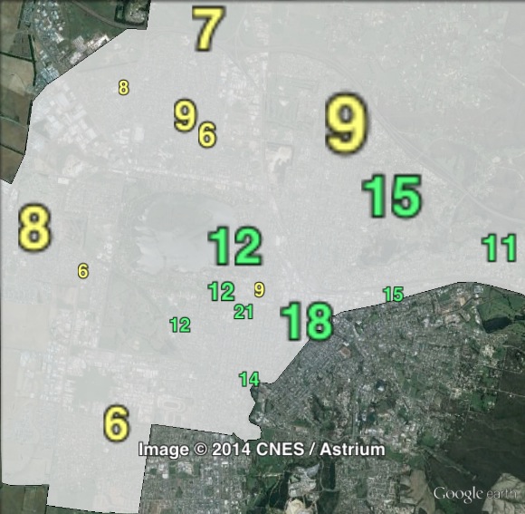 Greens primary votes in Wendouree at the 2010 Victorian state election.