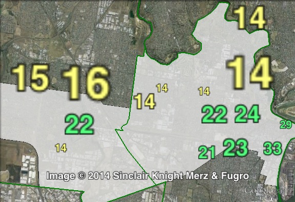 Greens primary votes in Footscray at the 2010 Victorian state election.