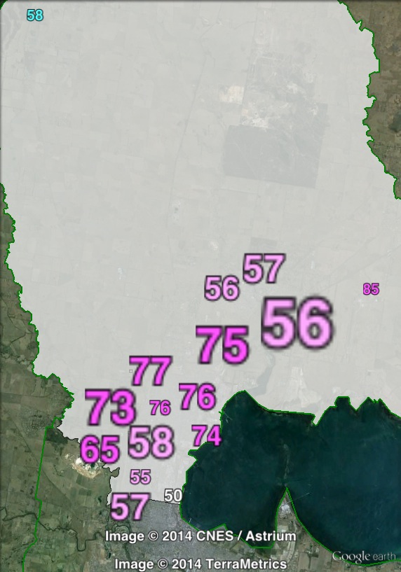 Two-party-preferred votes in Lara at the 2010 Victorian state election.