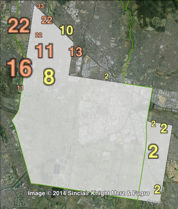 Primary votes for independent candidate Hung Vo at the 2013 Lyndhurst by-election.