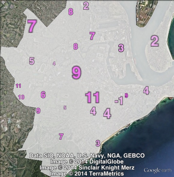 Labor primary vote swings at the 2013 Newcastle by-election.