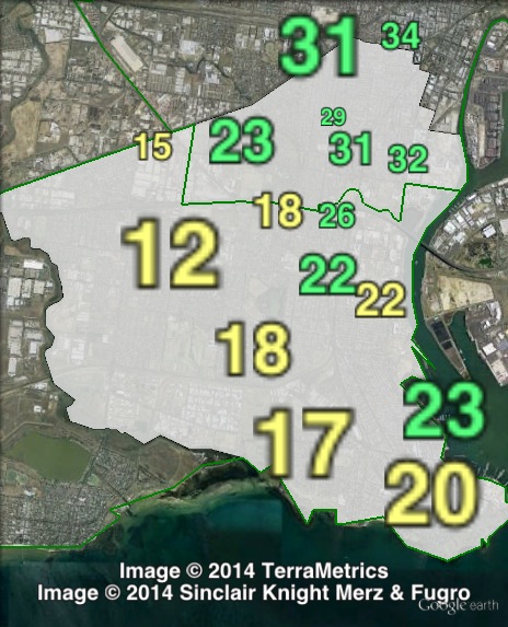 Greens primary votes in Williamstown at the 2010 Victorian state election.