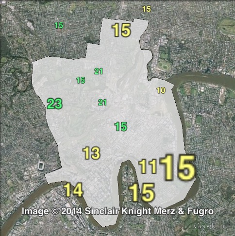 Greens primary votes in Brisbane Central at the 2012 Queensland state election.