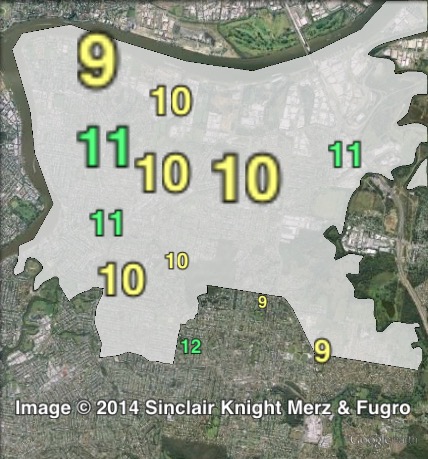 Greens primary votes in Bulimba at the 2012 Queensland state election.