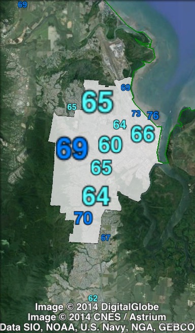Estimated two-party-preferred votes in Cairns at the 2012 Queensland state election.