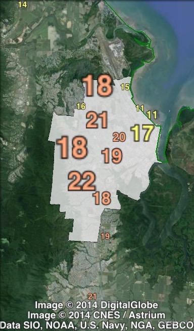 Katter's Australian Party primary votes in Cairns at the 2012 Queensland state election.