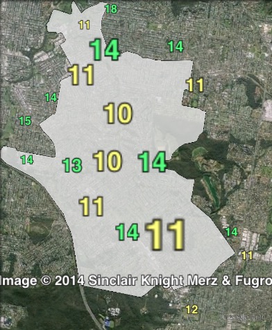 Greens primary votes in Greenslopes at the 2012 Queensland state election.