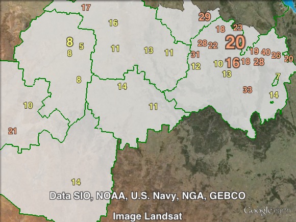 Katter's Australian Party primary votes in Gregory at the 2012 Queensland state election.