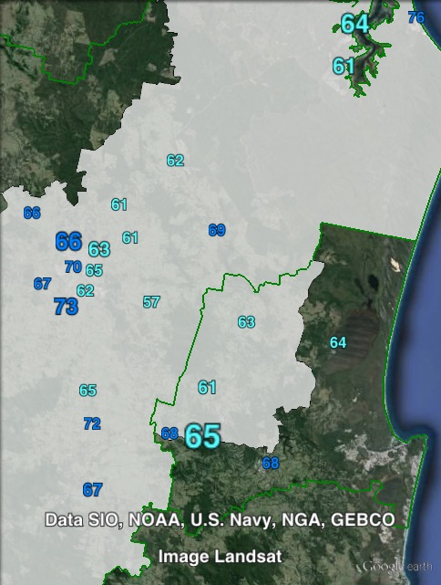 Estimated two-candidate-preferred votes in Gympie at the 2012 Queensland state election.