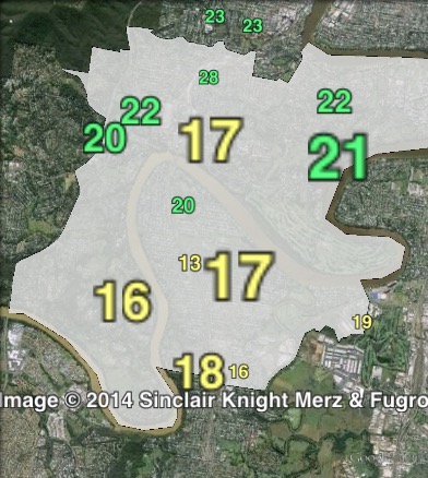 Greens primary votes in Indooroopilly at the 2012 Queensland state election.