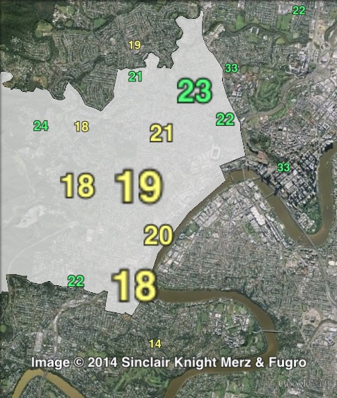 Greens primary votes in Mount Coot-tha at the 2012 Queensland state election.