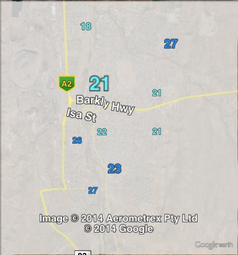 Liberal National primary votes in the Mount Isa urban area at the 2012 Queensland state election.