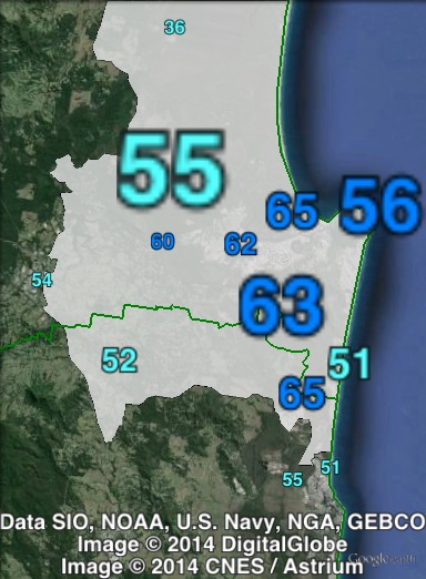 Liberal National primary votes in Noosa at the 2012 Queensland state election.