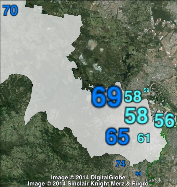 Estimated two-party-preferred votes in Pine Rivers at the 2012 Queensland state election.