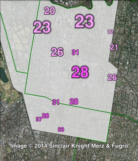 Labor primary votes in Prahran at the 2014 Victorian state election.