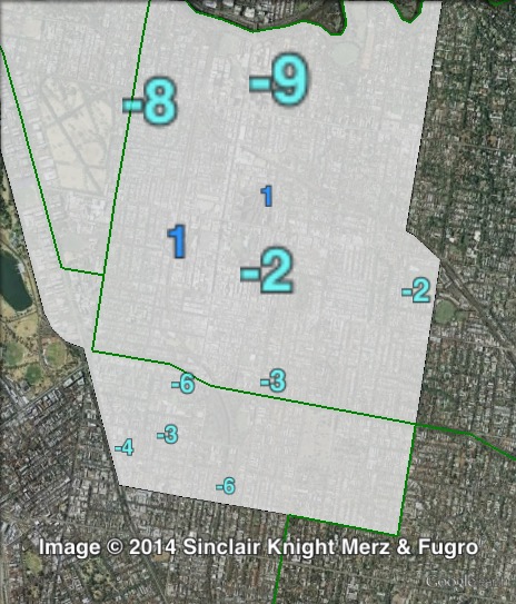 Liberal primary vote swings in Prahran at the 2014 Victorian state election.