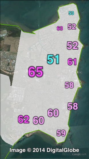 Two-party-preferred votes at the 2014 Redcliffe by-election.