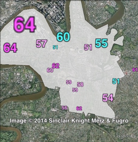 Estimated two-party-preferred votes in South Brisbane at the 2012 Queensland state election.