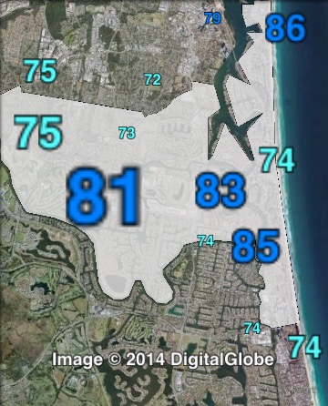 Estimated two-party-preferred votes in Surfers Paradise at the 2012 Queensland state election.