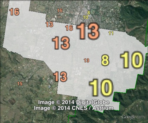 Katter's Australian Party primary votes in Toowoomba South at the 2012 Queensland state election.