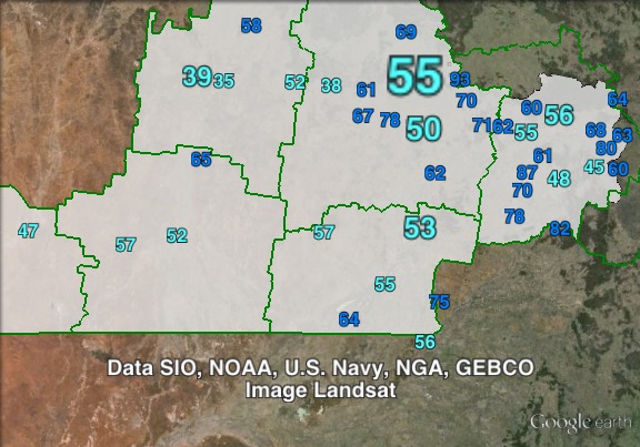 Liberal National primary votes in Warrego at the 2012 Queensland state election.